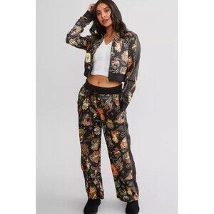 Ed Hardy Shrunken Flashboard Tracksuit 2 Pc Crop Jacket Wide Leg Pants Y2K NWT L